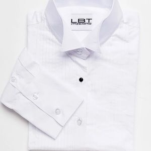 White lay down collar tuxedo shirt NWT